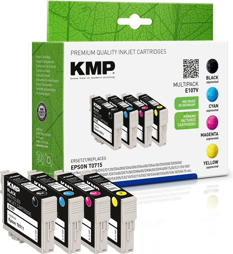 KMP E107V blækpatron 4 stk Sort, Blå, Magenta, Gul