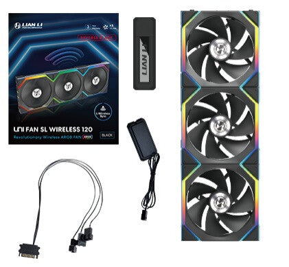 Lian Li UNI FAN SL Wireless 120 Reverse Blade Computerkabinet Ventilator 12 cm Sort 3 stk