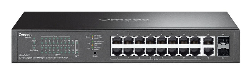OMADA ES220GP netværksswitch Administreret Gigabit Ethernet (10/100/1000) Strøm over Ethernet (PoE) Sort
