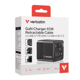 Verbatim GaN Charger 65W Universel Sort Vekselstrøm Hurtig opladning Indendørs
