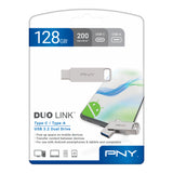 PNY DUO LINK USB-nøgle 128 GB USB Type-A / USB Type-C 3.2 Gen 1 (3.1 Gen 1) Rustfrit stål