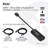 CLUB3D CAC-1335 videokabel adapter 1 m HDMI + USB DisplayPort Sort