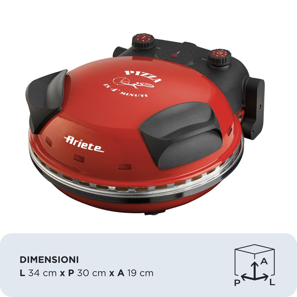 Ariete 0909/10 pizza fremstiller & ovn 1 pizza(er) 1200 W Rød