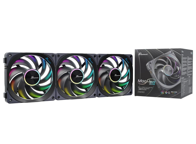 Seasonic MagFlow ARGB Computerkabinet Ventilator 12 cm Sort 3 stk