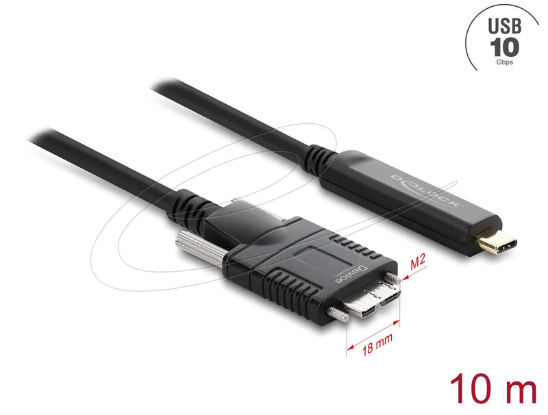 DeLOCK 83632 USB-kabel USB 2.0 10 m USB C Micro-USB B 10 Gbit/sek. Sort