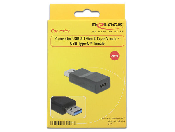 DeLOCK 65696 kabel kønsskifter USB 3.1 Gen 2 Type-A USB 3.1 Gen 2 Type-C Sort