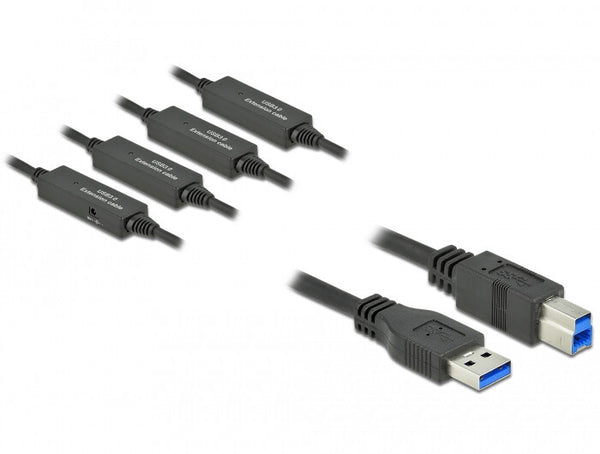 DeLOCK 85382 USB-kabel USB 3.2 Gen 1 (3.1 Gen 1) 20 m USB A USB B 5 Gbit/sek. Sort
