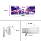 Philips Evnia 8000 49M2C8900L/00 computerskærm 124,2 cm (48.9") 5120 x 1440 pixel Dual QHD QD-OLED Hvid