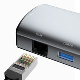 DUDAO A15PRO dockingstation Ledningsført USB 3.2 Gen 1 (3.1 Gen 1) Type-A + Type-C Grå