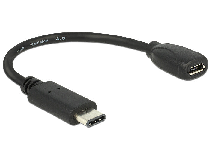 DeLOCK 65578 USB-kabel USB 2.0 0,15 m USB C Micro-USB B 0,48 Gbit/sek. Sort