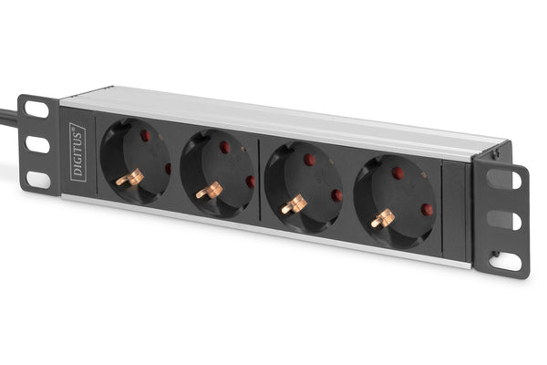 Digitus DN-95418 strømforsyningsenhed (PDU) 4 AC stikkontakt(er) 0U/1U Sort