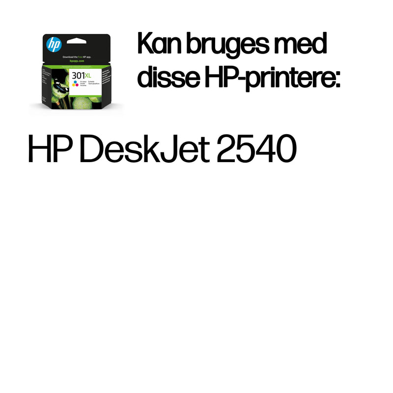 HP Original 301XL-blækpatron med høj kapacitet, trefarvet