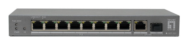 LevelOne GEP-1011 netværksswitch Ikke administreret L2 Gigabit Ethernet (10/100/1000) Strøm over Ethernet (PoE) Bord-/vægmontering Grå