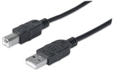 Manhattan 333382 USB-kabel USB 2.0 3 m USB A USB B 0,48 Gbit/sek. Sort
