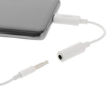 Deltaco USB-C til 3,5 mm adapter, stereo, aktiv, 11 cm, hvid