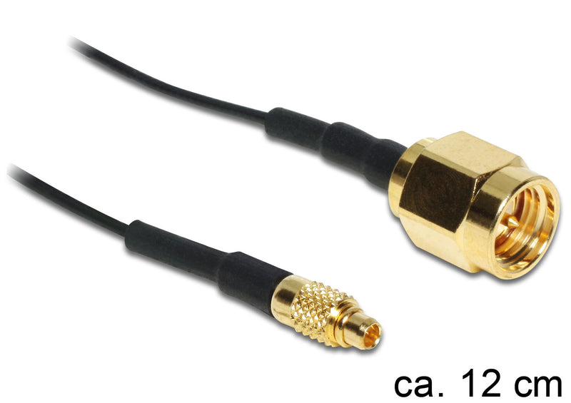 DeLOCK 88471 koaxial kabel 0,12 m MMCX SMA Guld, Sort