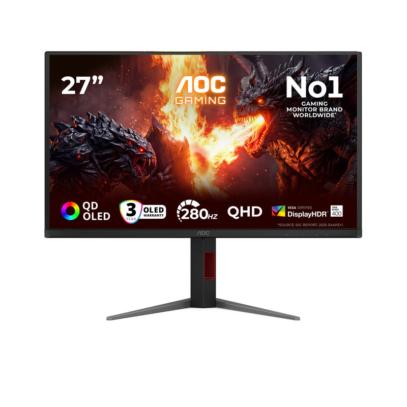 AOC G4 Q27G4ZD computerskærm 67,3 cm (26.5") 2560 x 1440 pixel Quad HD QD-OLED Sort, Rød