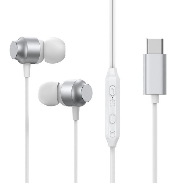 JOYROOM JR-EC06 hovedtelefoner/headset Ledningsført I ørerne Opkald/musik USB Type-C Sølv