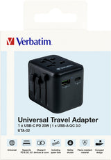 Verbatim 49544 strømstik adapter Universel Sort