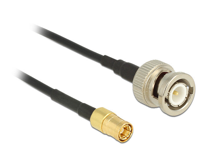DeLOCK 2m, BNC/SMB koaxial kabel RG-174 Sort