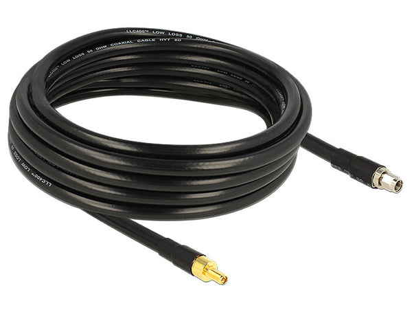 DeLOCK 5m RP-SMA/RP-SMA koaxial kabel CFD400, LLC400 Sort