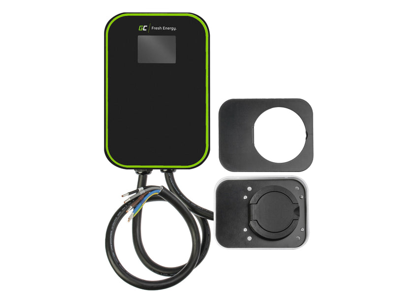 Green Cell EV15RFID ladestation til elektriske køretøjer Sort Aluminium Væg 3 Indbygget skærm LCD