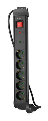 Lanberg SP1-05F-0150-BK stikdåse 1,5 m 5 AC stikkontakt(er) Indendørs Sort