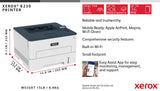 Xerox B230, A4, 34 sider/min, trådløs dupleksprinter PCL5e/6, 2 magasiner, i alt 251 ark