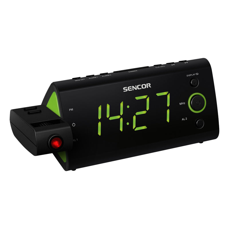 Sencor SRC 330 GN radio Ur Digital Sort, Grøn