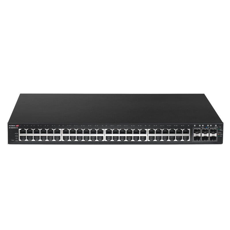 Edimax 54-Port Gigabit PoE+ Long Range Web Smart Switch with 6 Administreret Gigabit Ethernet (10/100/1000) Strøm over Ethernet (PoE) 1U Sort