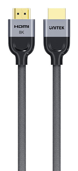 UNITEK 8K Braided Nylon 2M HDMI-kabel HDMI Type A (Standard) Grå