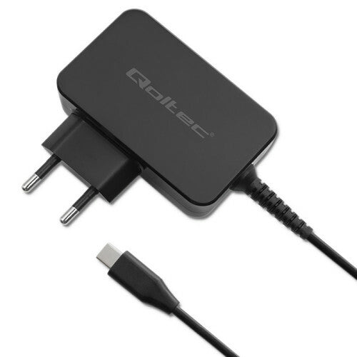 Qoltec 52385 oplader til mobil enhed Laptop, Bærbar spillekonsol, Strømbank, Smartphone, SmartWatch, Tablet Sort Vekselstrøm Hurtig opladning Indendørs