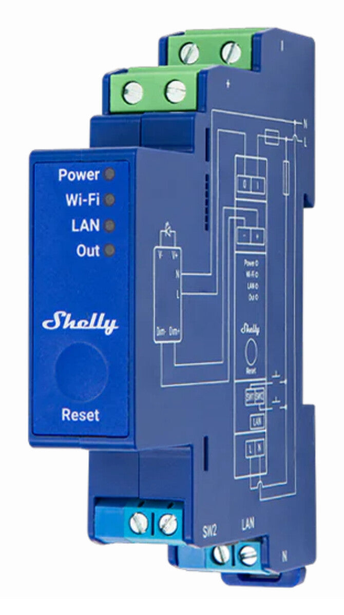 Shelly SHELLY_PRO_DIMMER_0/1-10V_PM lysdæmper Indbygget Blå