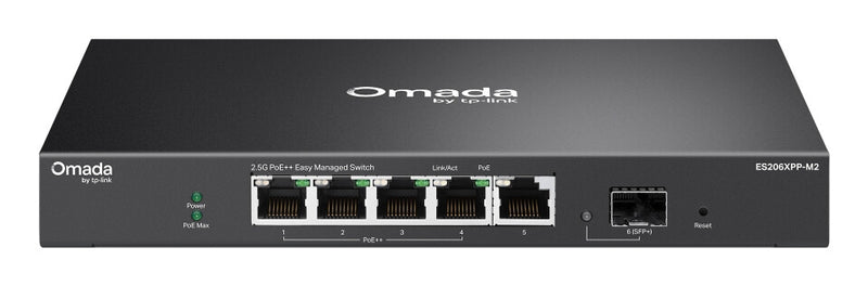 TP-Link ES206XPP-M2 netværksswitch Administreret L2 2.5G Ethernet (100/1000/2500) Strøm over Ethernet (PoE) Bord-/vægmontering Sort