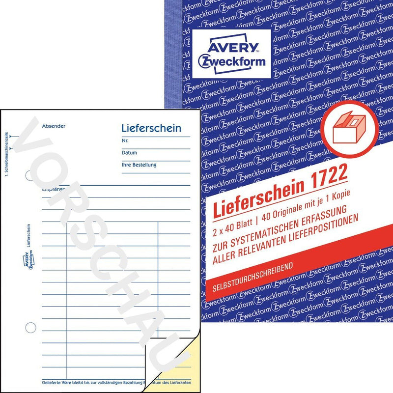 Avery 1722 regnskabsblanket og -bog A6 40 Sider