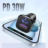 Ugreen Ladowarka samochodowa EC305 USB-C + USB, 30W (czarna) Smartphone, Tablet Sort Cigartænder Automatisk