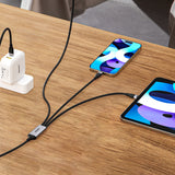UNITEK 3-in-1 USB-C to USB-kabel USB 2.0 1,5 m USB C USB C/Micro-USB B/Lightning 0,48 Gbit/sek. 20 W Sort