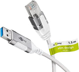 Goobay 74378 kabel kønsskifter USB 3.0 type A RJ45 Hvid