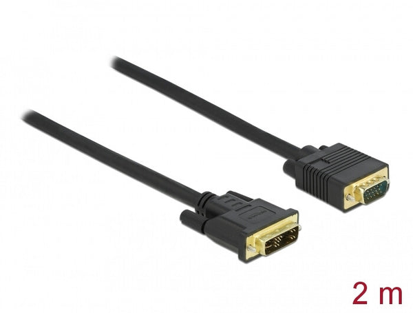 DeLOCK 86749 videokabel adapter 2 m DVI VGA (D-Sub) Sort