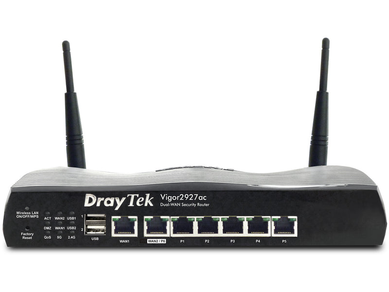 DrayTek Vigor2927ac trådløs router Gigabit Ethernet Dual-band (2,4 GHz / 5 GHz) Sort