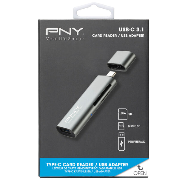PNY R-TC-UA-3N1E01-RB kortlæser USB 3.2 Gen 1 (3.1 Gen 1) Type-C Metallic