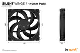 be quiet! SILENT WINGS 4 | 140mm PWM Computerkabinet Ventilator 14 cm Sort 1 stk