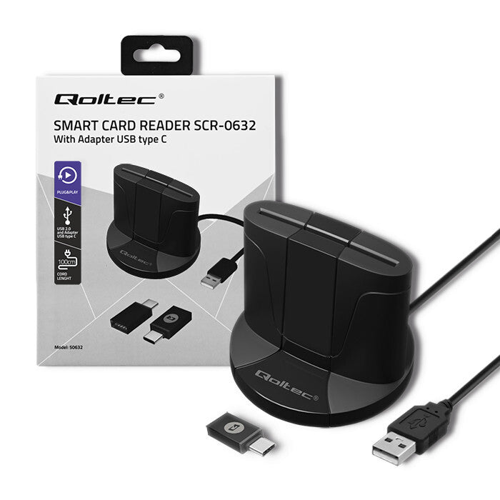 Qoltec 50632 smartcard læser USB 2.0 Sort