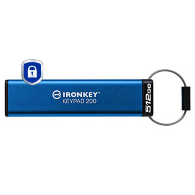 Kingston Technology IronKey 512 GB Keypad 200, FIPS 140-3 niveau 3 AES-256-krypteret