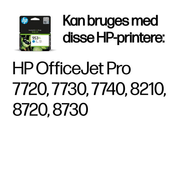 HP Original 953XL-blækpatron med høj kapacitet, cyan