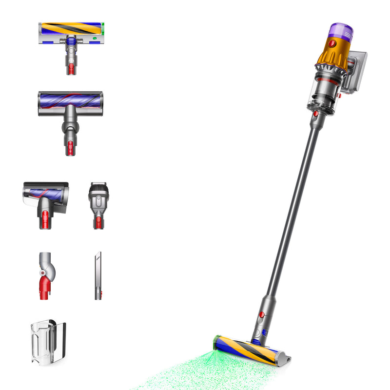 Dyson V12 Detect Slim Absolute 2-i-1 stangstøvsuger Batteri Dry Poseløs 0,35 L 545 W Nikkel, Gul