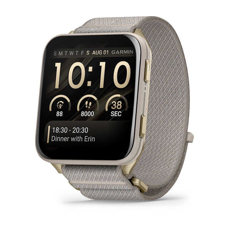 Garmin Venu X1 5,08 cm (2") AMOLED Digital 448 x 486 pixel Berøringsskærm Guld, Titanium Wi-Fi GPS (satellit)