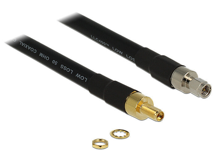 DeLOCK 1m SMA/SMA koaxial kabel CFD400, LLC400 Sort
