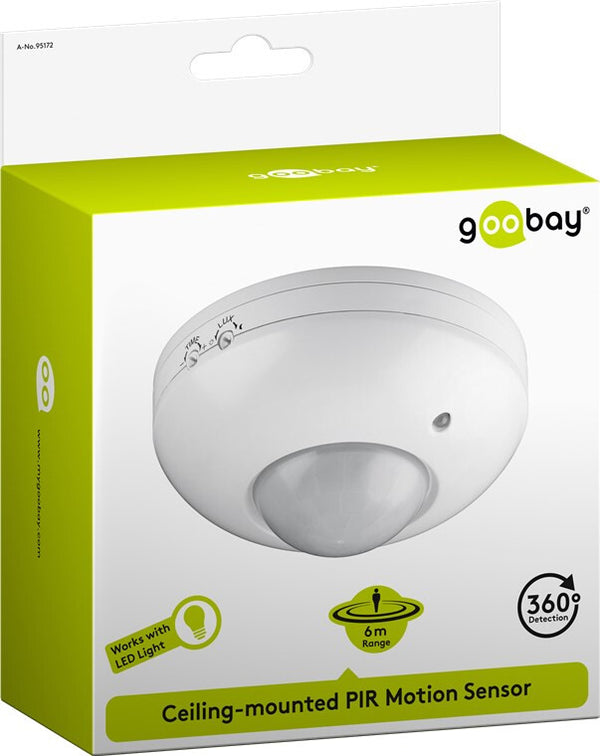 Goobay 95172 bevægelsessensor Passiv infrarød (PIR) sensor Ledningsført Loft Hvid