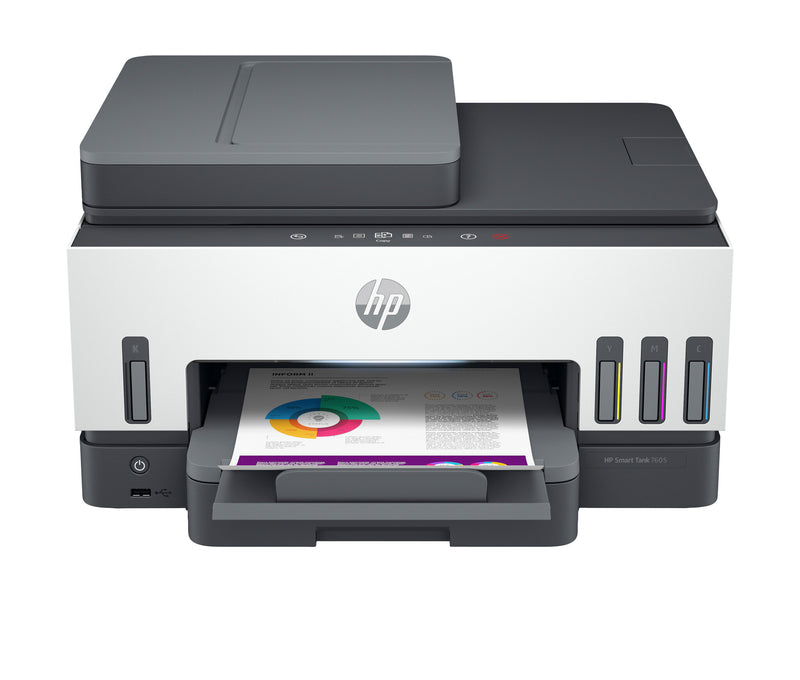 HP Smart Tank 7605 Trådløst All-in-One Farve Printer, Tosidet print; Kopimaskine, scanner